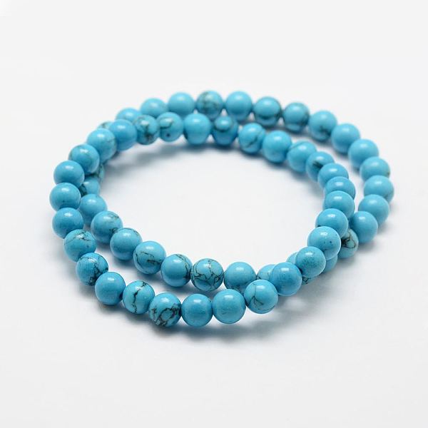 

PandaHall Synthetic Turquoise Round Beads Stretch Bracelets, Dyed, Dark Turquoise, 2 inch(50mm), 6mm Synthetic Turquoise