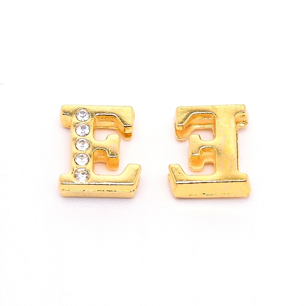 

PandaHall Alloy Slide Charms, with Crystal Rhinestone and Initial Letter A~Z, Letter.E, E: 11.5x10.5x4mm, Hole: 1.5x8mm Alloy+Rhinestone...