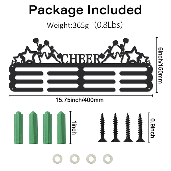 Superdant Cheer チアリーディング メダル ホルダー 五芒星メダル ディスプレイ ラック 頑丈なスチール メタル ホルダー ウォール マウント フックなし 60 メダル以上
