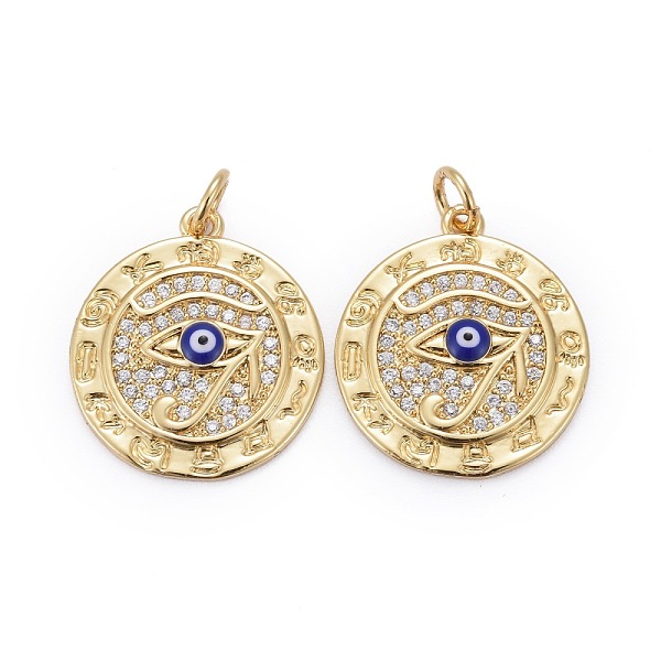

PandaHall Brass Micro Pave Clear Cubic Zirconia Pendants, with Enamel & Jump Rings, Long-Lasting Plated, for Religion, Flat Round with The..., Blue