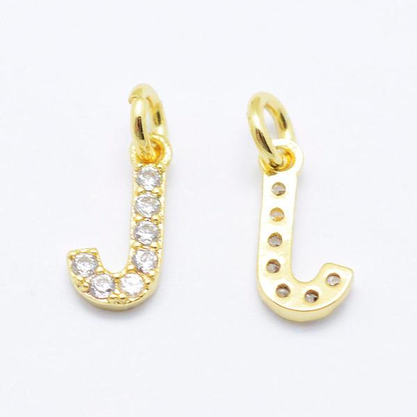 

PandaHall Brass Micro Pave Grade AAA Cubic Zirconia Charms, Letter J, Cadmium Free & Nickel Free & Lead Free, Real 18K Gold Plated..., Clear