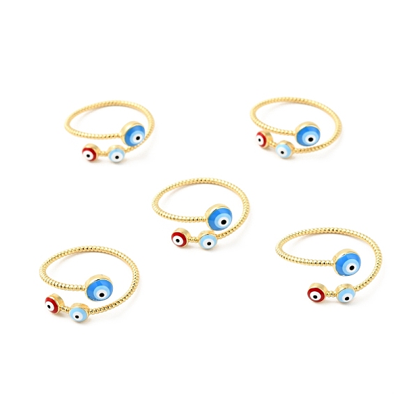 

PandaHall Enamel Evil Eye Open Cuff Rings, Real 18K Gold Plated Brass Jewelry for Women, Cadmium Free & Nickel Free & Lead Free, Mixed Color..., Multicolor