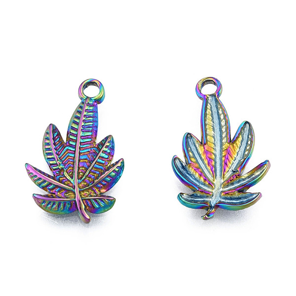 

PandaHall Ion Plating(IP) 304 Stainless Steel Pendants, Leaf, Rainbow Color, 22x14x2mm, Hole: 1.8mm 304 Stainless Steel Leaf