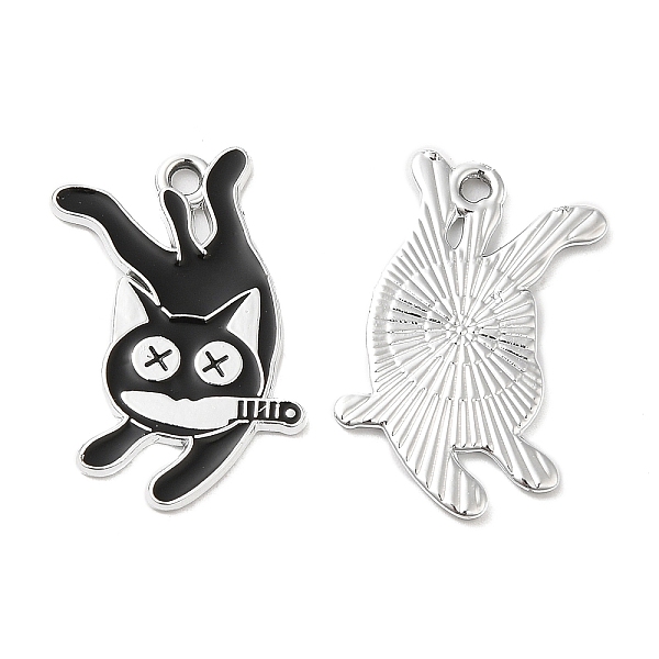 

PandaHall Alloy Enamel Pendants, Platinum, Cat with Knife Charm, Black, 26x16x1mm, Hole: 1.6mm Alloy+Enamel Cat Shape Black