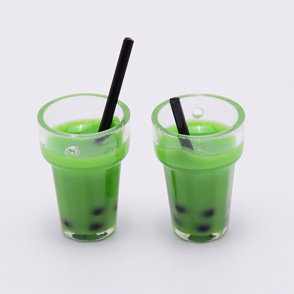 

PandaHall Plastic Resin Pendants, Bubble Tea Shape, Green, 26x13mm, Hole: 1.4mm Plastic Food Green