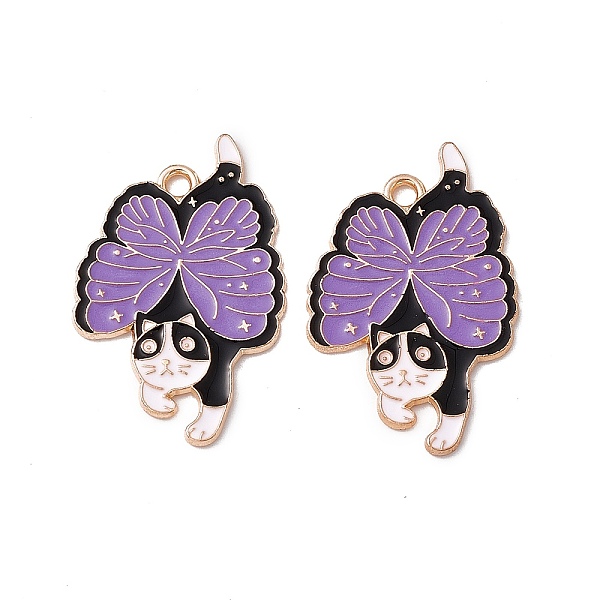 

PandaHall Alloy Enamel Pendants, Light Gold, Cat with Butterfly Wings, Cat, 30.5x19.5x1mm, Hole: 1.8mm Alloy+Enamel Cat Shape Purple