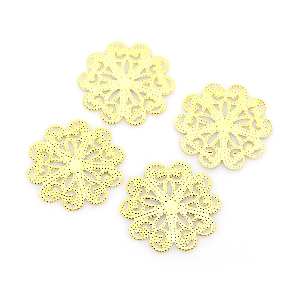 

PandaHall Flower Iron Filigree Findings for Hair Accessories Making, Golden, 27x0.5mm Iron Flower