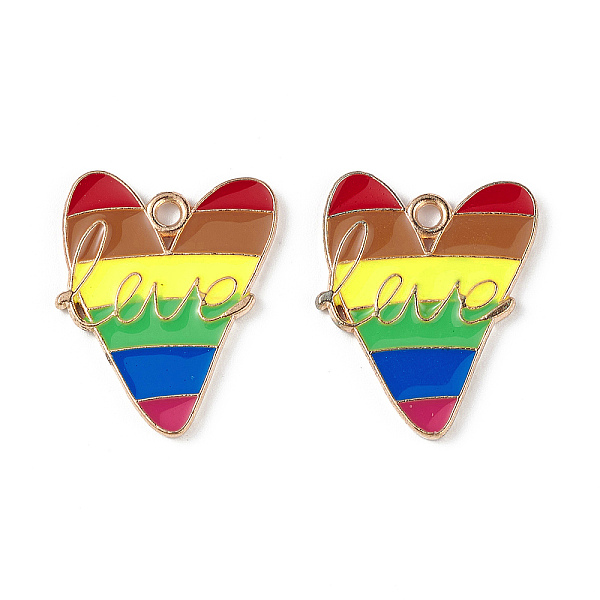

PandaHall Rainbow Color Pride Alloy Enamel Pendants, Heart with Word Love Charm, Light Gold, Colorful, 22.5x17.7x1.5mm, Hole: 2mm...