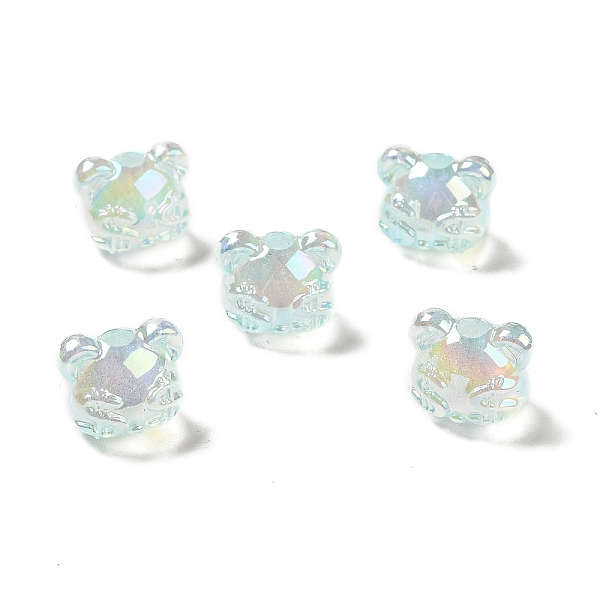 

PandaHall UV Plating Rainbow Iridescent Acrylic Beads, Bear Head with Dollar Sign, Light Cyan, 13.5x16x13.5mm, Hole: 3.5mm Acrylic Bear