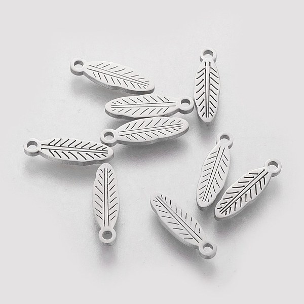 

PandaHall 201 Stainless Steel Charms, Leaf, Stainless Steel Color, 12x3.5x1.1mm, Hole: 1mm 201 Stainless Steel Leaf