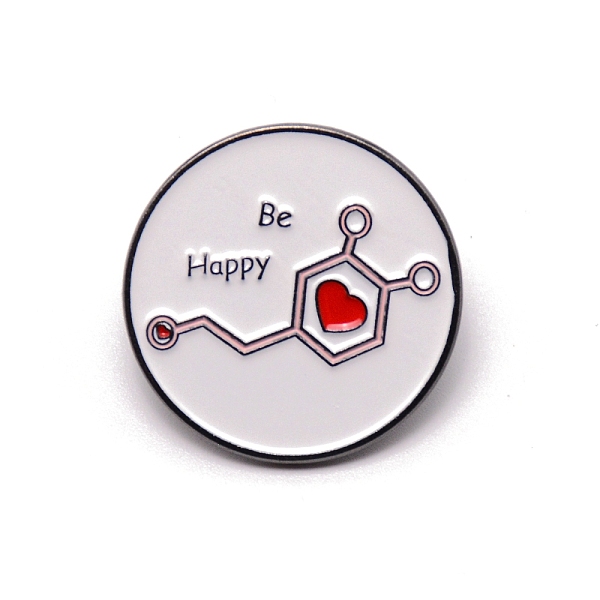 

PandaHall Alloy Enamel Brooches, Enamel Pin, with Rubber Clutches, Flat Round with Chemical Molecular Formula, White, 26.5x10.5mm...