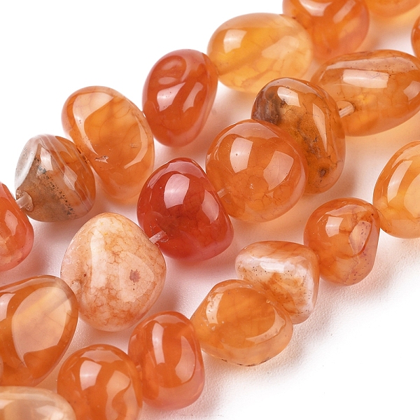 PandaHall Natural Agate Beads Strands, Tumbled Stone, Dyed & Heated, Nuggets, Dark Orange, 8~13x9~10x6.5~9mm, Hole: 1.4mm, about...