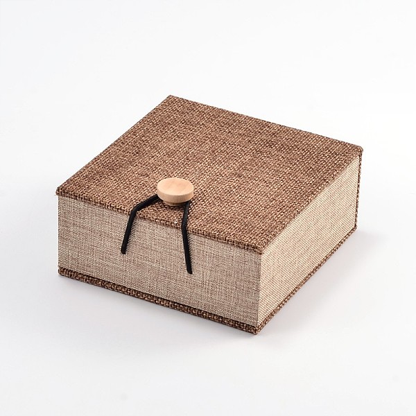 

PandaHall Rectangle Wooden Bracelet Boxes, with Burlap and Velvet, Camel, 10.4x10x5.2cm Wood Rectangle Brown