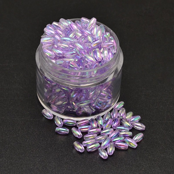 

PandaHall AB Color Plated Rice Electroplated Eco-Friendly Transparent Acrylic Beads, Lilac, 6x3mm, Hole: 1mm, about 1770pcs/50g Acrylic Rice..., Purple