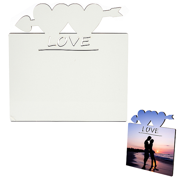 PandaHall Sublimation MDF Blanks Photo Frame, for Transfer Heat Press Printing Crafts, Rectangle with Word Love, White, Photo Frame...