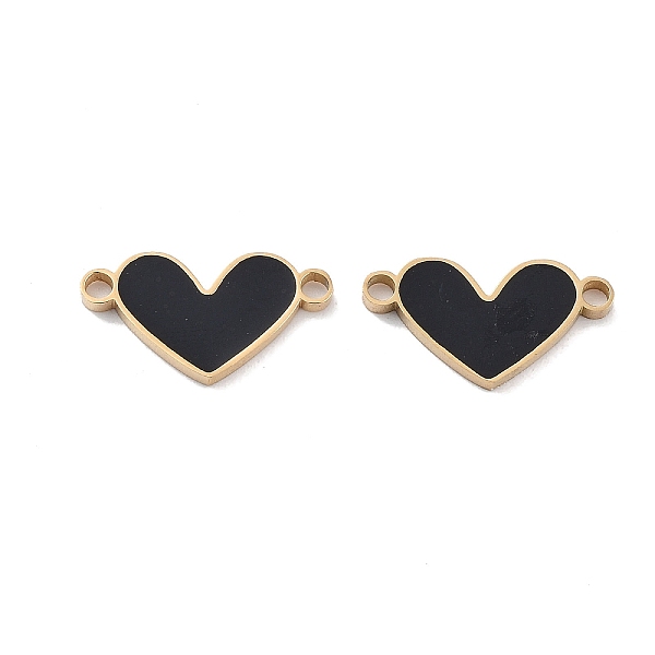 

PandaHall Ion Plating(IP) 304 Stainless Steel Enamel Connector Charms, Love Heart Links, Golden, Black, 8.5x16x1mm, Hole: 1.6mm 304...