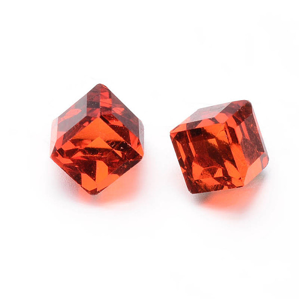 

PandaHall Faceted Cube Glass Cabochons, Orange Red, 8x8x8mm Glass Cube Red