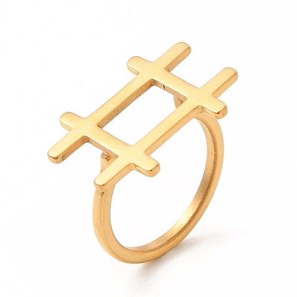 

PandaHall Ion Plating(IP) 304 Stainless Steel Finger Rings for Women Men, Number Sign, Real 18K Gold Plated, US Size 7(17.3mm), 2mm 304...