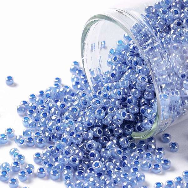PandaHall TOHO Round Seed Beads, Japanese Seed Beads, (917) Ceylon Denim Blue, 11/0, 2.2mm, Hole: 0.8mm, about 5555pcs/50g Glass Blue
