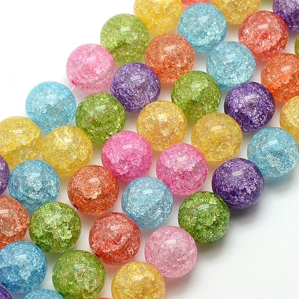 

PandaHall Synthetic Crackle Quartz Round Beads Strands, Dyed & Heated, Mixed Color, 10mm, about 43pcs/strand, 16.14 inch Crackle Quartz..., Multicolor