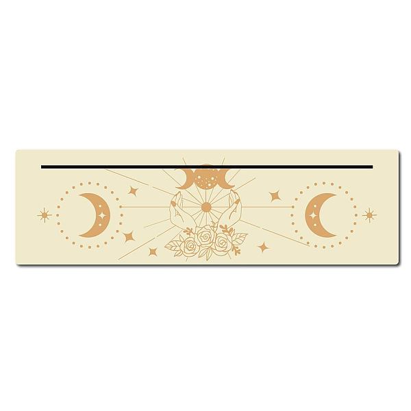 PandaHall Natural Wood Card Stand for Tarot, Display Stand for Witch Divination Tools, Rectangle, Bisque, Moon Pattern, 253x76x5mm Wood Moon...