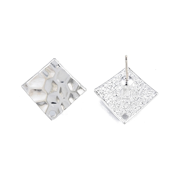 

PandaHall Alloy Stud Earring Findings, with Hole and 304 Stainless Steel Pins, Rhombus, Cadmium Free & Nickel Free & Lead Free, Platinum...