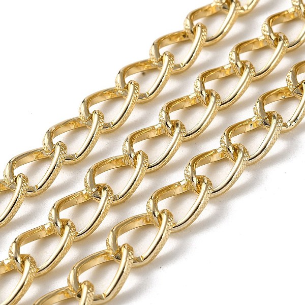 

PandaHall Oxidation Aluminum Textured Curb Chains, Twisted Chains, Unwelded, with Spool, Light Gold, 12.5x8.5x4.5mm, about 98.43 Feet...