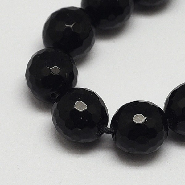 

PandaHall Faceted Round Grade A Black Stone Beads Strands, Dyed, Black Stone, 12mm, Hole: 1mm, about 32pcs/strand, 15.3 inch Black Stone...