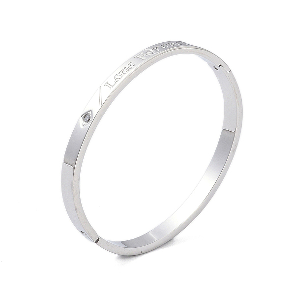 

PandaHall 304 Stainless Steel Micro Pave Clear Cubic Zirconia Hinged Bangles, Love Forever Bangles, Stainless Steel Color, Inner Diameter...