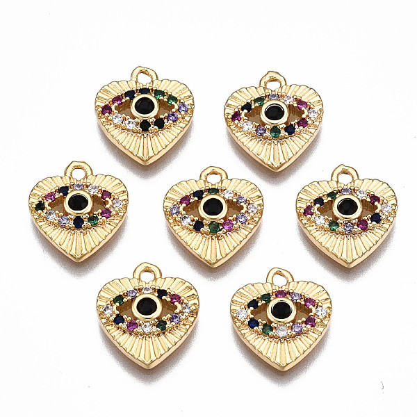 

PandaHall Brass Micro Pave Cubic Zirconia Charms, Nickel Free, Heart with Eye, Real 18K Gold Plated, 11x10x2mm, Hole: 1.2mm Brass+Cubic..., Multicolor