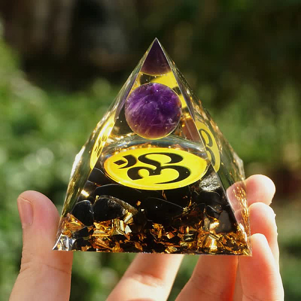 

PandaHall Orgonite Pyramid Resin Energy Generators, Gemstone Chips Inside for Home Office Desk Decoration, Dark Orchid, 50mm Resin Pyramid