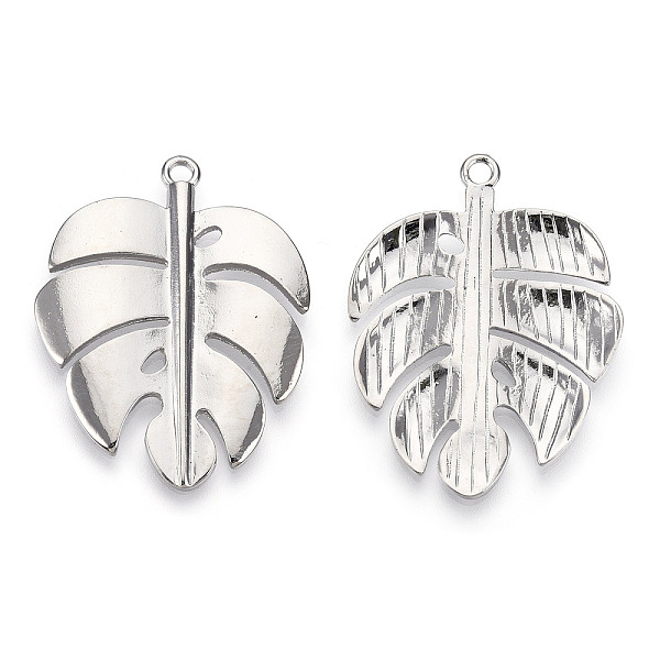 

PandaHall Alloy Pendants, Cadmium Free & Lead Free, Monstera Leaf Charms, Platinum, 44x33.5x2.5mm, Hole: 2.5mm Alloy Leaf