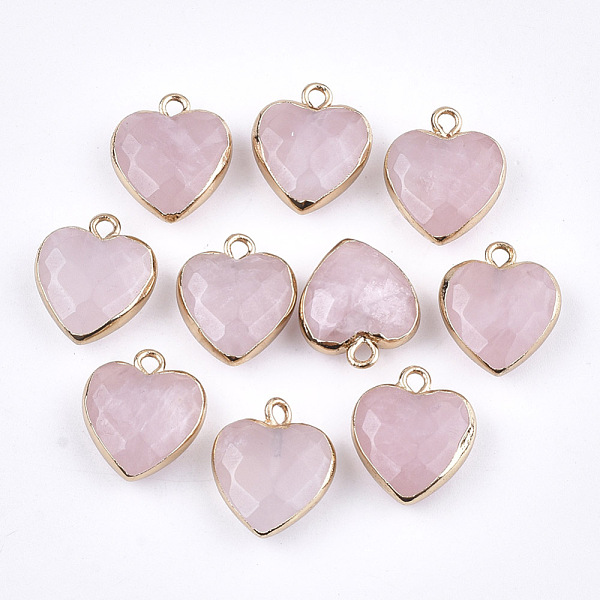 

PandaHall Electroplate Natural Rose Quartz Pendants, with Cadmium Free & Nickel Free & Lead Free Iron Findings, Faceted, Heart, Golden...