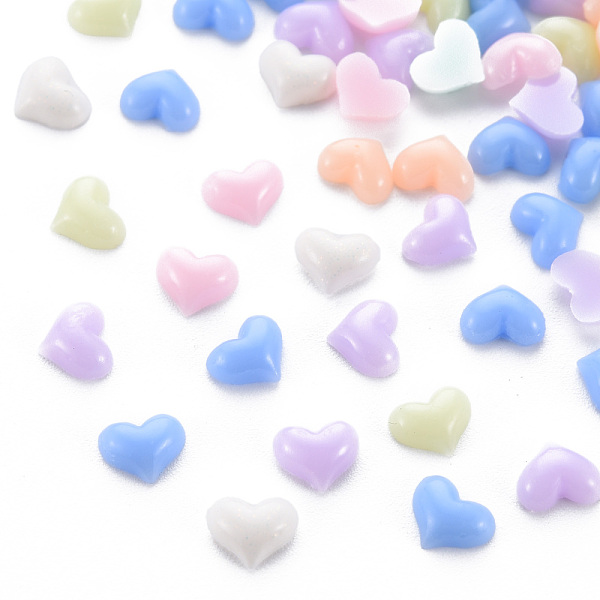 

PandaHall Opaque Resin Cabochons, Heart, Mixed Color, 6x8.5x2mm Resin Heart Multicolor