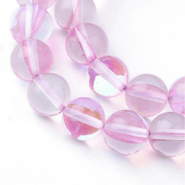 

PandaHall Synthetic Moonstone Beads Strands, Holographic Beads, Dyed, Round, Pink, 8mm, Hole: 1mm, about 45~47pcs/strand, 14~15 inch...