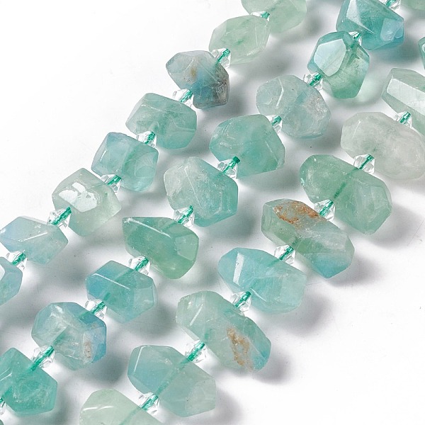 

PandaHall Natural Fluorite Beads Strands, Faceted, Nuggets, 9.5~10x13~21x10mm, Hole: 2mm, about 29~30pcs/strand, 16.14~16.54 inch(41~42cm)...
