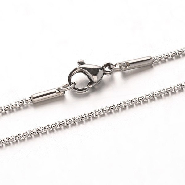 

PandaHall 304 Stainless Steel Box Chain Necklaces, with Lobster Claw Clasps, Stainless Steel Color, 17.7 inch(45cm), 1.5mm 304 Stainless...