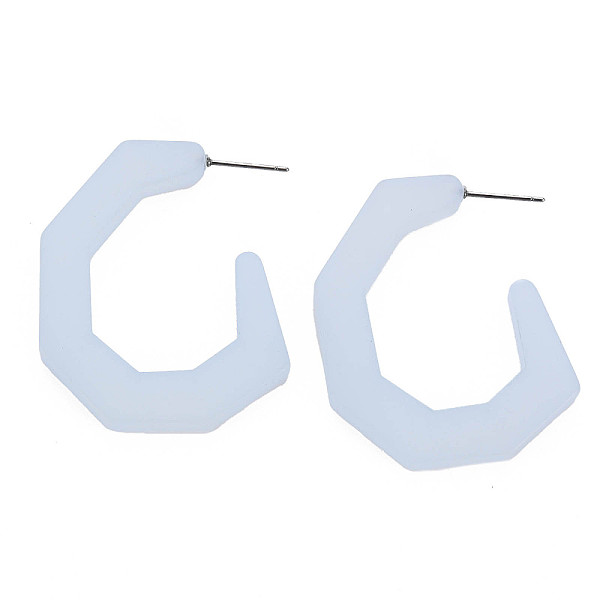 

PandaHall Large C-shape Stud Earrings for Girl Women, Open Hoop Earrings, Cellulose Acetate Half Hoop Earrings, Aqua, 42.5x4mm, Pin: 0.7mm..., Cyan