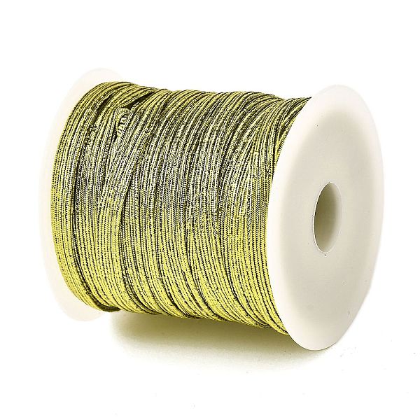 BENECREAT 25m Glitter Metallic Elastic Strap 6mm Light Gold Flat Nylon Elastic Cords for Bowknot Making