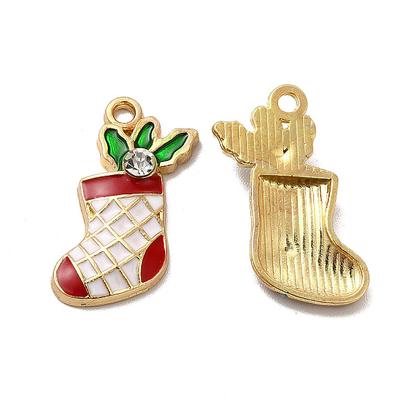 

PandaHall Alloy Enamel Pendants, with Rhinestone, Christmas Sock Charm, Golden, 23x17.5x4.5mm, Hole: 1.8mm Alloy Rhinestone+Enamel Christmas...