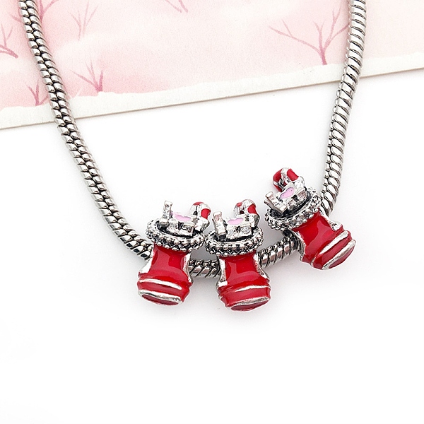 

PandaHall Christmas Theme Alloy Enamel European Beads, Large Hole Bead, Antique Silver, Christmas Socking, 12x14.5x8.5mm, Hole: 5x4.5mm...