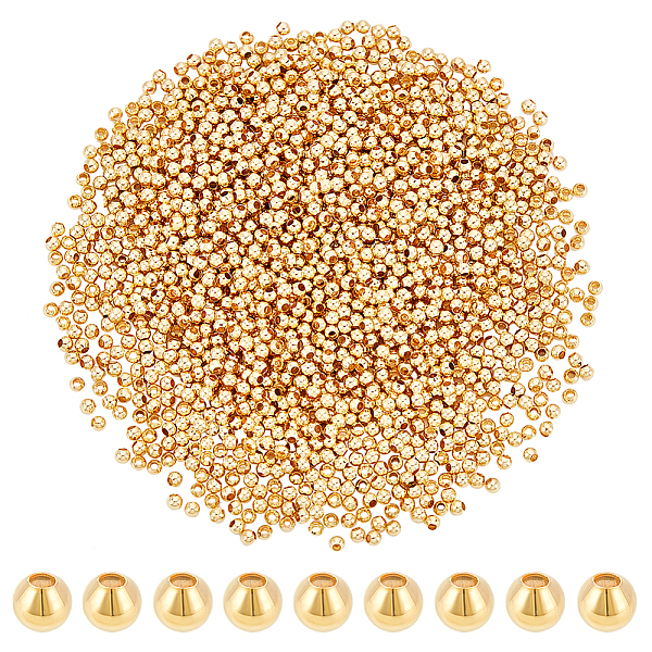 

PandaHall Brass Round Spacer Beads, Real 18K Gold Plated, 2mm, Hole: 1mm, about 1830pcs Brass Round