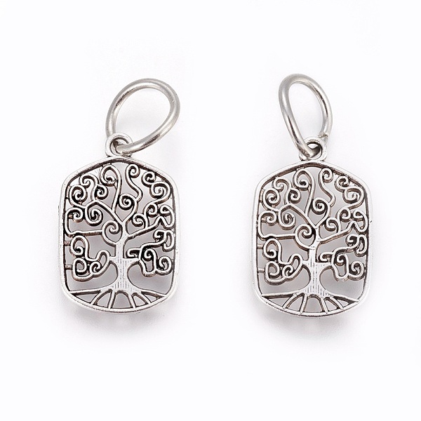 

PandaHall Tibetan Style Alloy Pendants, Rectangle with Tree of Life, Antique Silver, 21x14x1.5mm, Hole: 7mm Alloy Rectangle