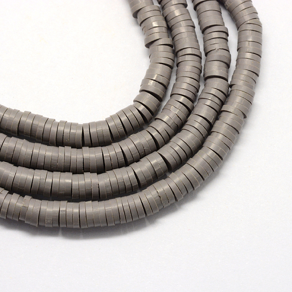 

PandaHall Handmade Polymer Clay Beads, Disc/Flat Round, Heishi Beads, Slate Gray, 6x1mm, Hole: 2mm, about 380~400pcs/strand, 17.7 inch...
