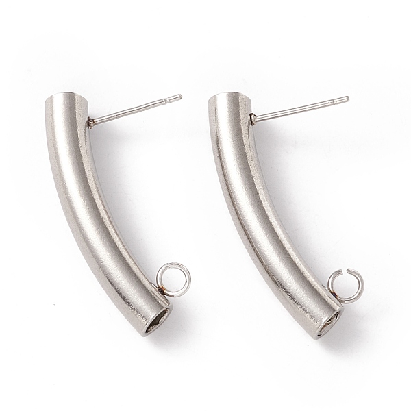 

PandaHall 304 Stainless Steel Stud Earring Findings, with 316 Surgical Stainless Steel Pins and Vertical Loops, Tube, Stainless Steel Color...