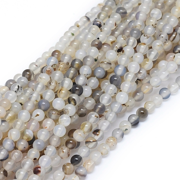 

PandaHall Natural Dendritic Agate Beads Strands, Round, 4~4.5mm, Hole: 0.6mm, about 90 pcs/Strand, 14.76 inch(37.5 cm) Dendritic Agate Round
