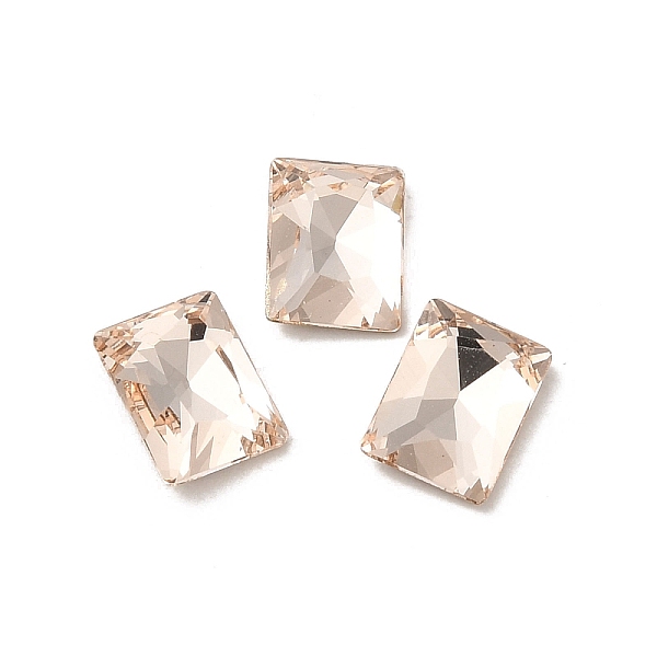 

PandaHall Glass Rhinestone Cabochons, Point Back & Back Plated, Faceted, Rectangle, Light Peach, 8x6x2.8mm Glass Rhinestone Rectangle Pink