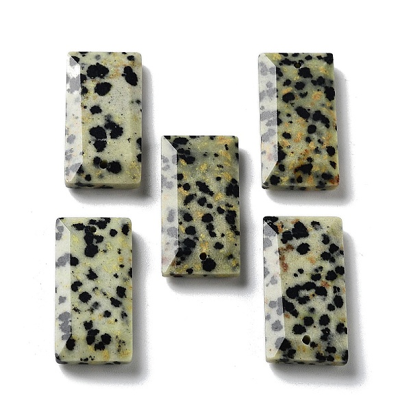 

PandaHall Natural Dalmatian Jasper Pendants, Faceted Rectangle Charms, 25x13x4~4.5mm, Hole: 1mm Dalmatian Jasper Rectangle