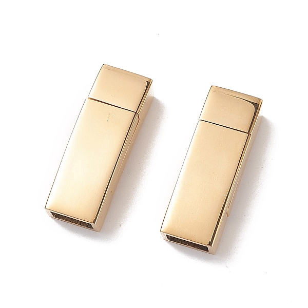 

PandaHall 304 Stainless Steel Magnetic Clasps with Glue-in Ends, Ion Plating (IP), Rectangle, Golden, 24x8x6mm, Hole: 3X6mm 304 Stainless...