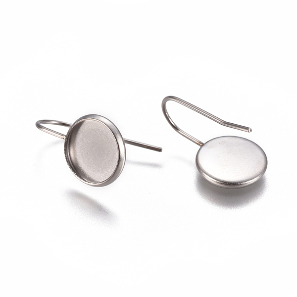

PandaHall 304 Stainless Steel Earring Hooks, Flat Round, Stainless Steel Color, Tray: 10mm, 20x12mm, 21 Gauge, Pin: 0.7mm 304 Stainless...